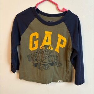 GAP Kids' Blue and Green Long Sleeve Tee 2-3 years